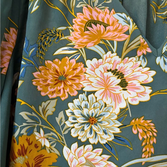 1x Monday Fun Kinney split neck smocked shoulder blouse - Picture 6 of 9